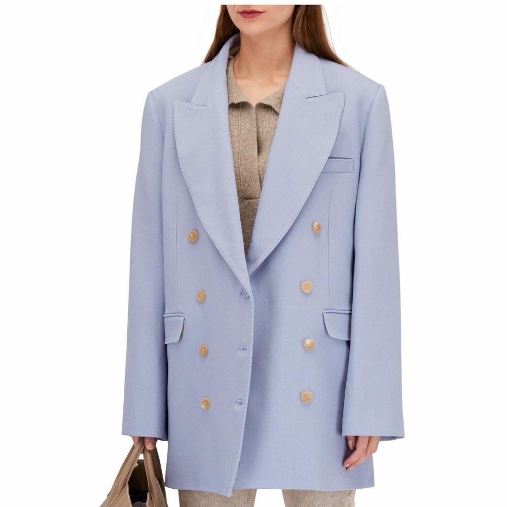 Khaite Balton Blue Double-Breasted Blazer size2